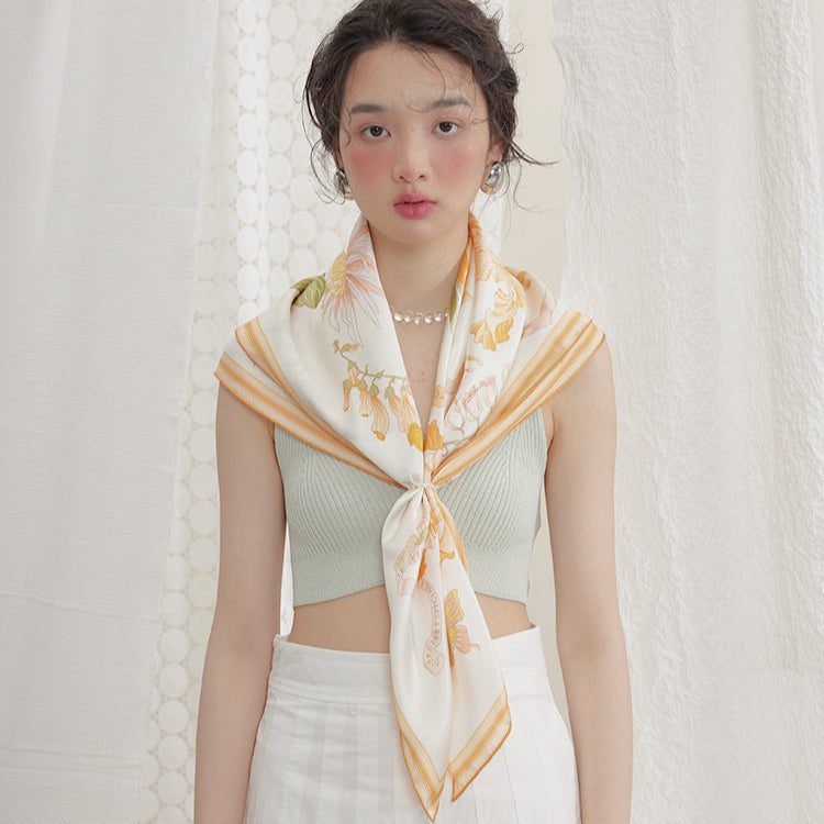 Elegant and luxury silk scarf for women, perfect gift idea – 100% pure silk. Premium fashion.